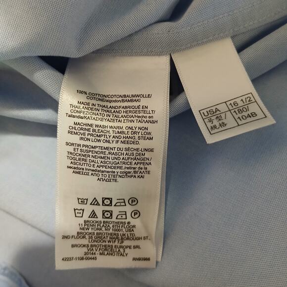 Brooks Brothers 1818 Regent Fit blue LS button up shirt 16 1/2 34/35 - Picture 12 of 13